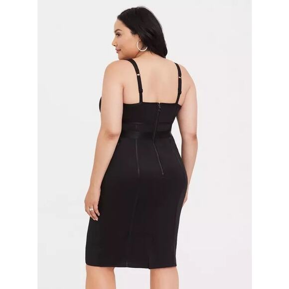 Torrid sz 2 Scuba Bodycon Dress black midi sz 2X - Picture 4 of 10